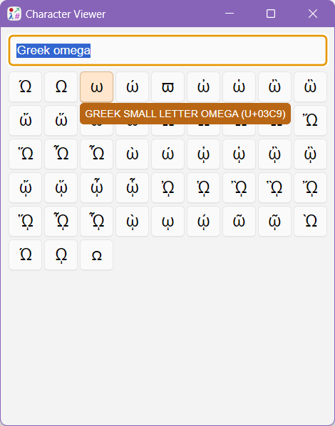Character Viewer screenshot.